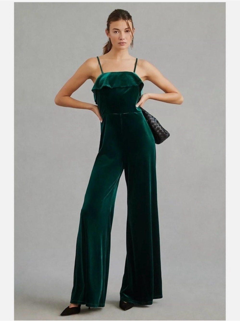 Corey Lynn Catter Emerald Green Velvet Jumpsuit from Anthropologie